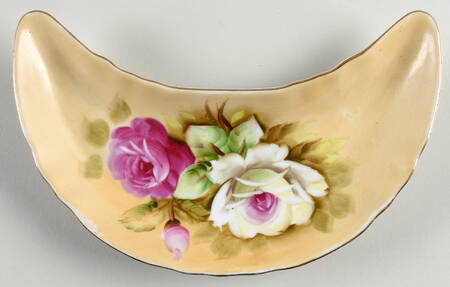 Heritage Brown (Floral) Crescent Salad Plate
