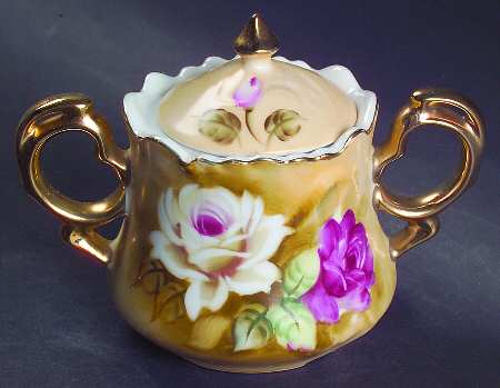 Heritage Brown (Floral) Sugar Bowl & Lid