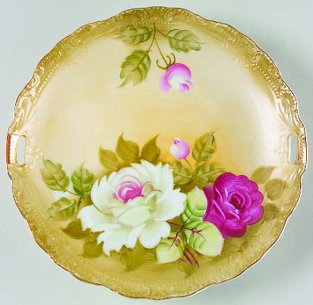 Heritage Brown (Floral) Handled Cake Plate