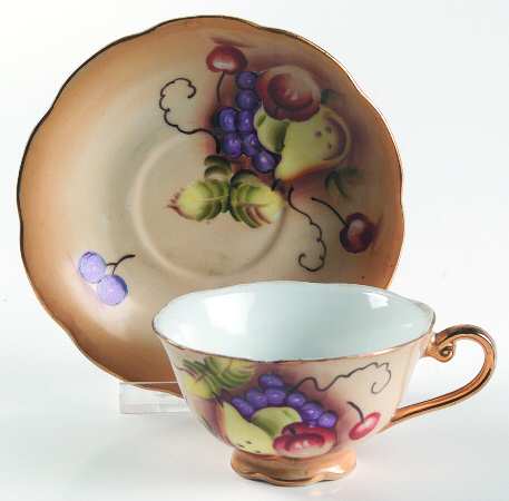 Heritage Brown (Fruit) Footed Cup & Saucer Set