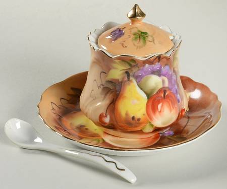 Heritage Brown (Fruit) Jam/Jelly & Lid w/Underplate & Spoon