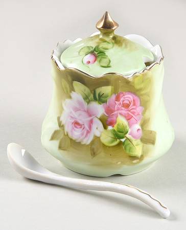 Heritage Green Jam/Jelly & Lid W/Spoon