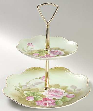 Heritage Green 2 Tiered Serving Tray (Lunch & Bread/Butter Plate)