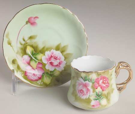 Heritage Green Flat Demitasse Cup & Saucer Set