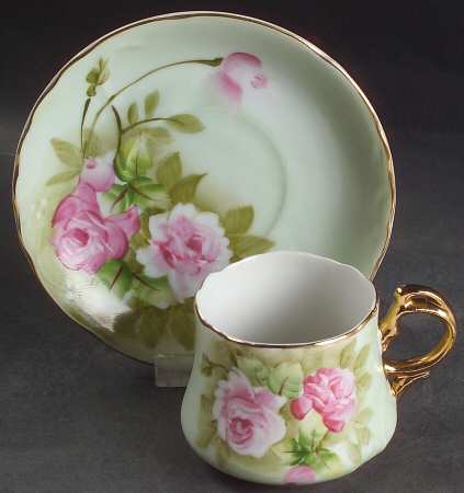 Heritage Green Flat Demitasse Cup & Saucer Set