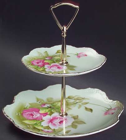 Heritage Green 2 Tiered Serving Tray (Dinner & Salad Plate)