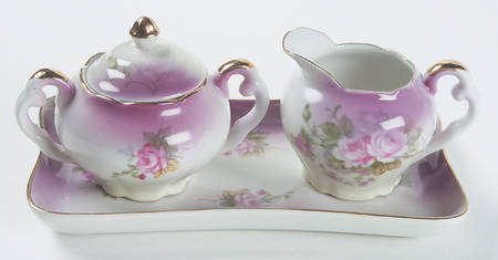 Heavenly Rose Mini Creamer & Sugar with Lid & Tray