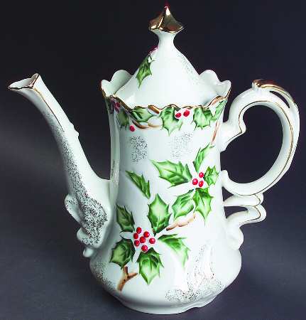 Holly Garland Coffee Pot & Lid