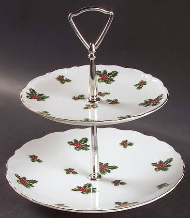 Holly 2 Tiered Serving Tray (Dinner & Salad Plate)