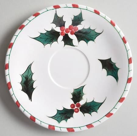 Holly Candy Cane Saucer