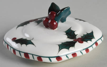 Holly Candy Cane Lid for Candy Jar