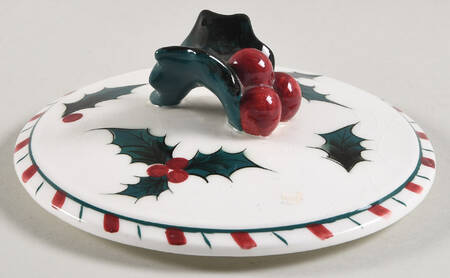 Holly Candy Cane Lid for Cookie Jar