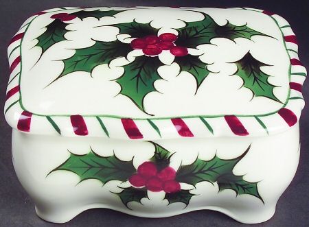 Holly Candy Cane Cigarette Box & Lid