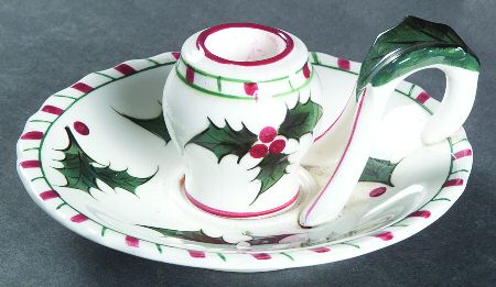 Holly Candy Cane Candleholder