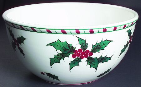 Holly Candy Cane Punch Bowl
