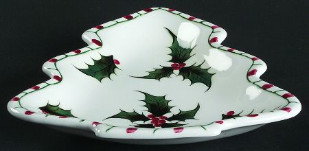 Holly Candy Cane Open Candy Dish