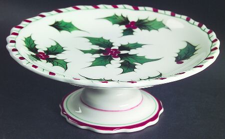 Holly Candy Cane Round Compote (Height X Width)
