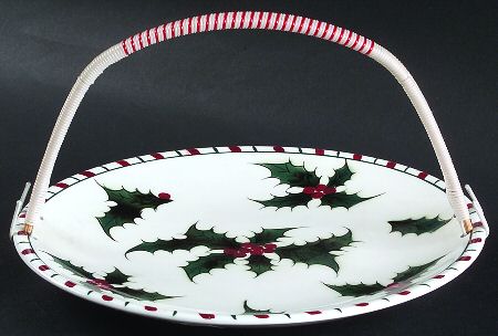 Holly Candy Cane Handled Luncheon Plate