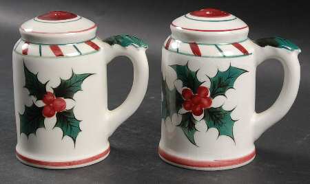 Holly Candy Cane Salt & Pepper Set