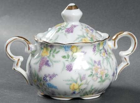 Lilac Chintz Sugar Bowl & Lid
