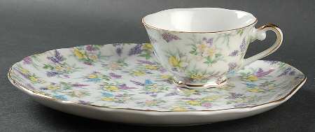 Lilac Chintz Snack Plate & Cup Set