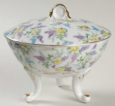 Lilac Chintz 5" Candy Box with Lid