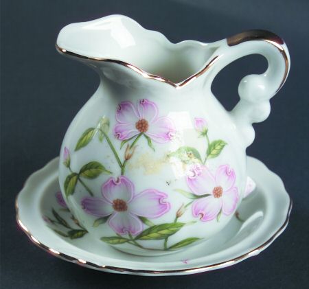 Pink Dogwood Miniature Pitcher and Bowl Set