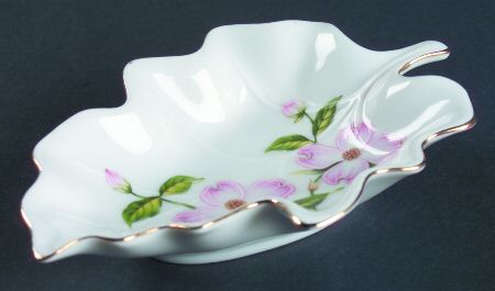 Pink Dogwood Leaf Shaped Dish