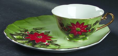 Poinsettia Snack Plate & Cup Set