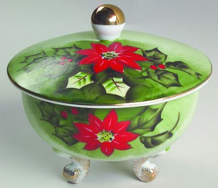Poinsettia Candy Box & Lid by Lefton
