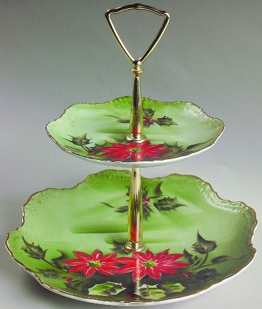 Poinsettia 2 Tiered Serving Tray (Lunch & Bread/Butter Plate)