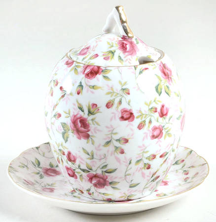 Rose Chintz Jam/Jelly & Lid W/Underplate