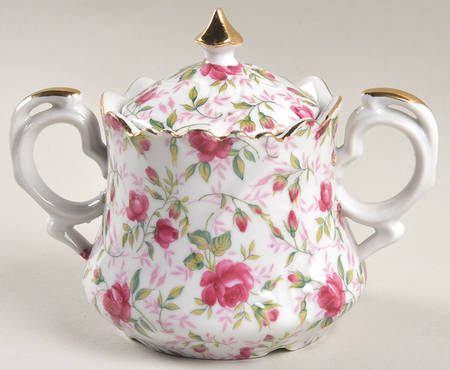 Rose Chintz Sugar Bowl & Lid