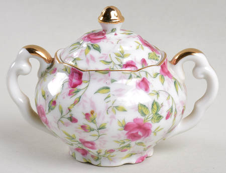 Rose Chintz Mini Sugar Bowl & Lid by Lefton
