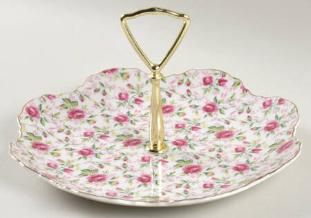 Rose Chintz Round Serving Plate with Handle (LP)