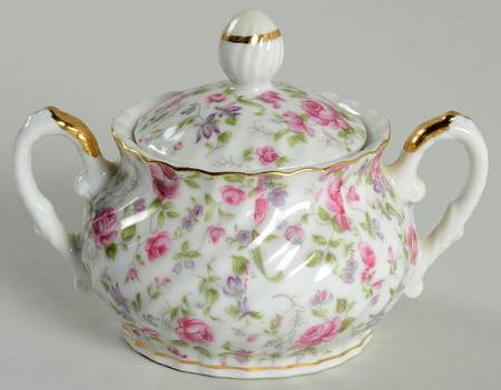 Rose Chintz Sugar Bowl & Lid