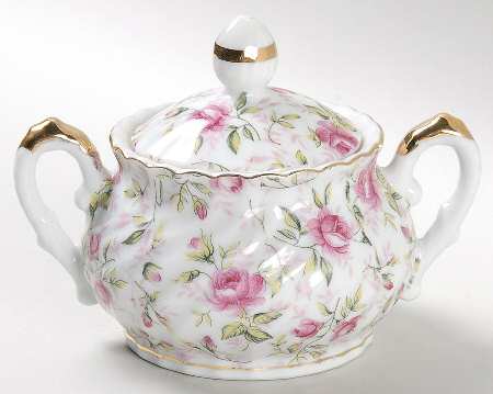 Rose Chintz Sugar Bowl & Lid