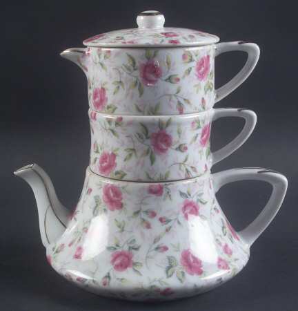 Rose Chintz Mini Teapot Stacking Set (Creamer, Sugar)