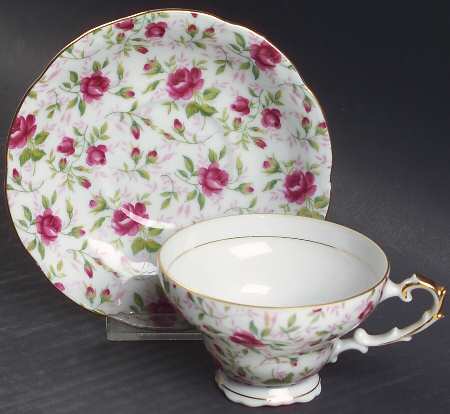 Rose Chintz Footed Cup & Saucer Set by Lefton