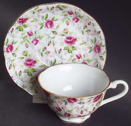 Rose Chintz Footed Cup & Saucer Set