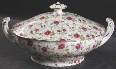Rose Chintz Round Covered Vegetable