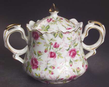 Rose Chintz Sugar Bowl & Lid