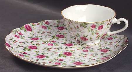 Rose Chintz Snack Plate & Cup Set by Lefton