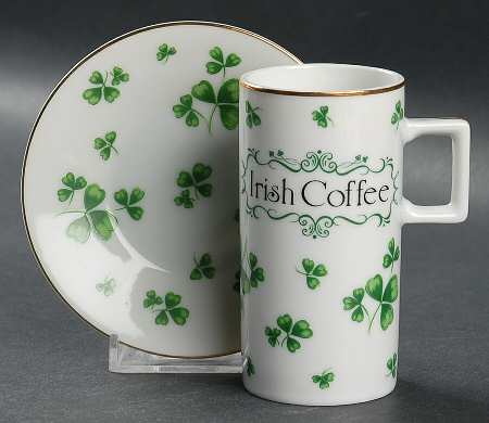 Shamrock St Patrick Irish Coffee Cup and Saucer Set