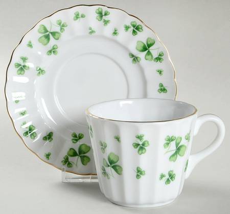 Shamrock St Patrick Flat Cup & Saucer Set