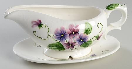 Sweet Violets Gravy Boat with Attached Underplate