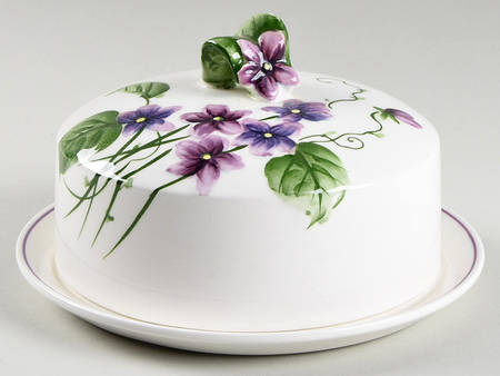 Sweet Violets Round Covered Butter