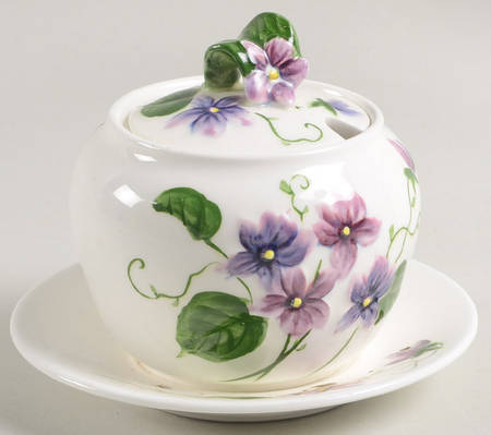 Sweet Violets Jam/Jelly & Lid w/Attached Underplate