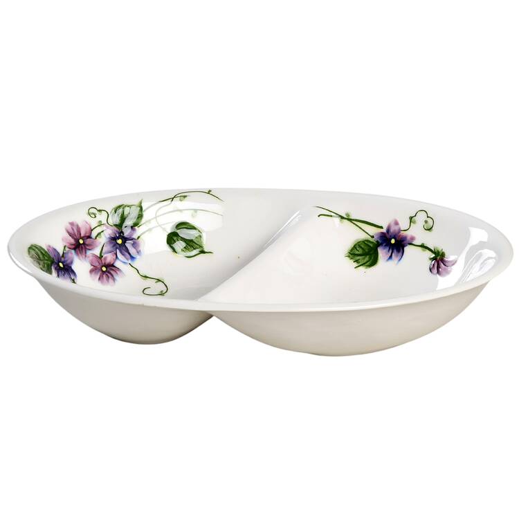 Sweet Violets 11" Oval Divided Vegetable Bowl