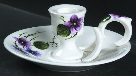 Sweet Violets Handled Candleholder